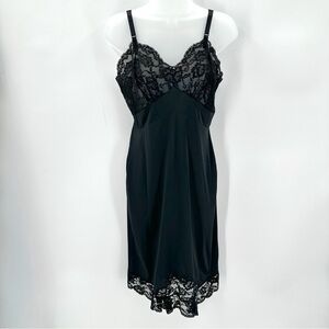 VTG Val Mode Full Slip Womens Size 34 Black Nylon Lace Lingerie READ